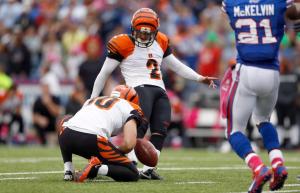 Will Mike Nugent be wearing Stripes after blowing a game-winning field goal against the Panthers?